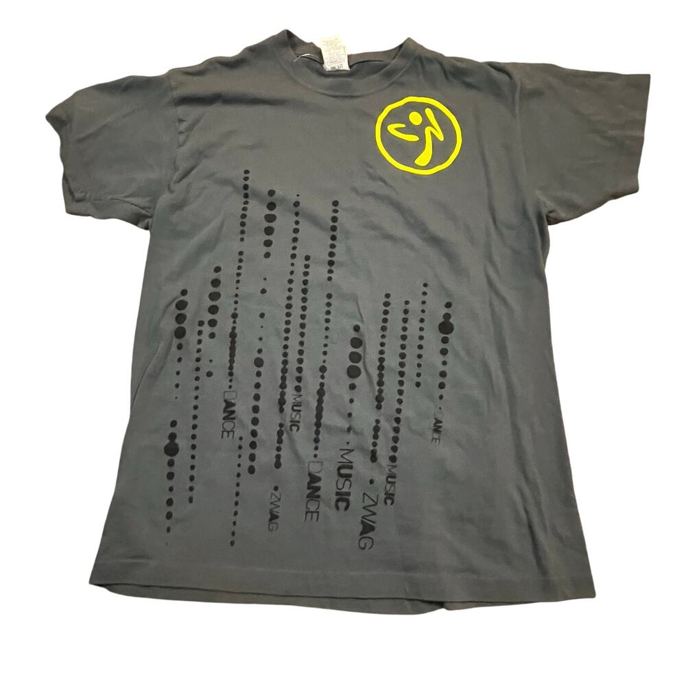 Zumba Dance Men Large Fitness T Shirt Gray Music Dance Graphic Activewear Tee